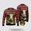 FUNSTUFFPRINT Christmas Cow Wreaths Ugly Christmas Sweater, Farm Sweater, Christmas Gift, Best Winter Outfit Christmas Ugly Sweater