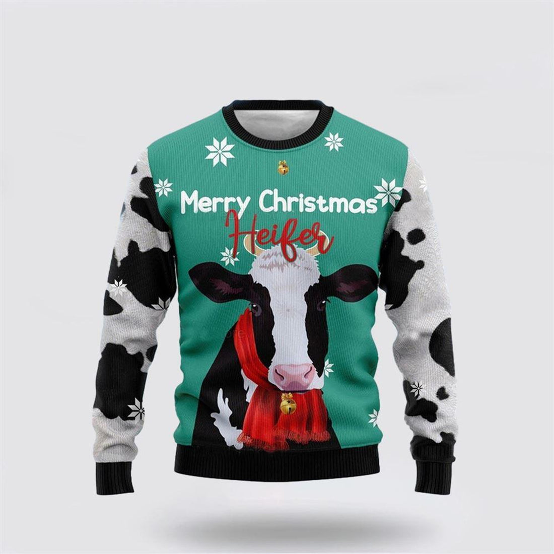 FUNSTUFFPRINT Christmas Day Gift Merry Christmas Heifer Ugly Sweater - Sweater Gifts For Pet Lover Ugly Sweater