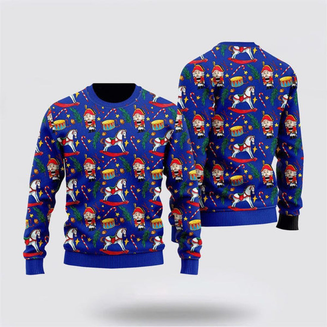 FUNSTUFFPRINT Christmas Horse Nutcracker Deez Nuts Ugly Christmas Sweater, Farm Sweater, Christmas Gift, Best Winter Outfit Christmas Ugly Sweater