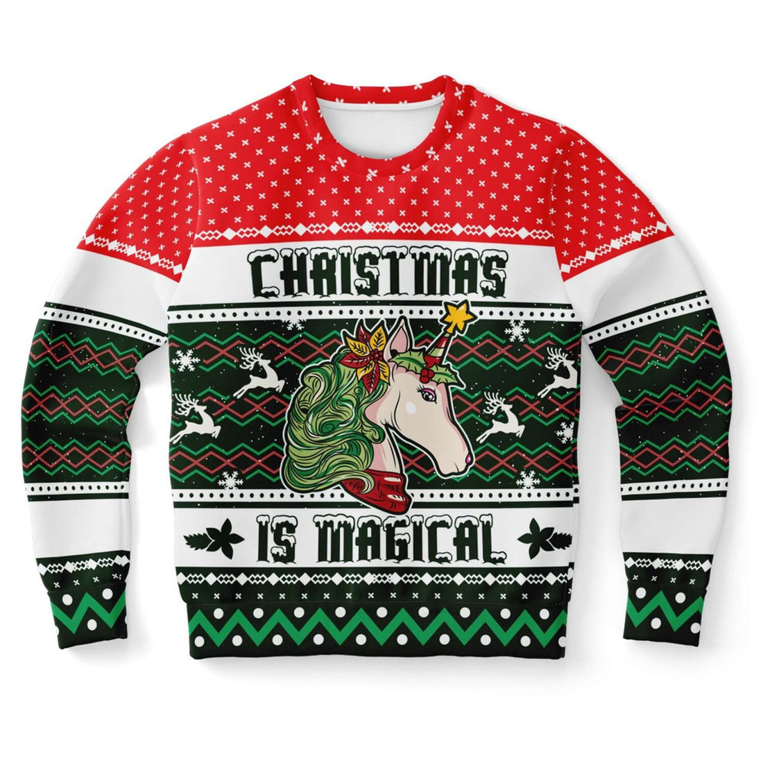 FUNSTUFFPRINT Christmas Is Magical Unicorn Ugly Christmas Sweater, Christmas Sweater, Ugly Sweater, Funny Xmas Sweaters Ugly Sweater