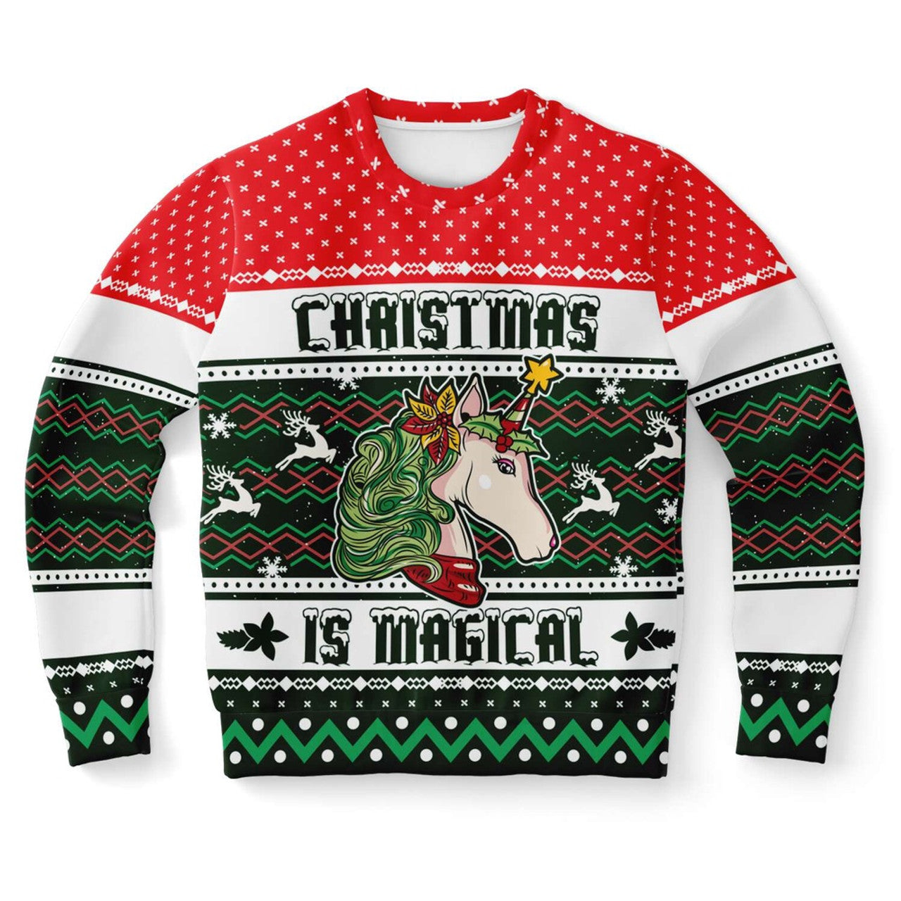 FUNSTUFFPRINT Christmas Is Magical Unicorn Ugly Christmas Sweater, Christmas Sweater, Ugly Sweater, Funny Xmas Sweaters Ugly Sweater