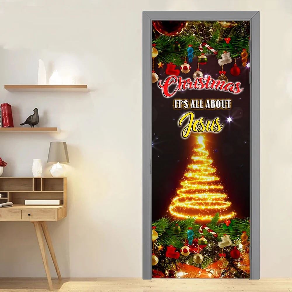 Christmas It's All About Jesus Door Cover, Christian Door Decor, Door Christian Church, Christian Door Plaques