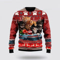 FUNSTUFFPRINT Christmas Kitty Cat Ugly Christmas Sweater For Men And Women, Best Gift For Christmas, Christmas Fashion Winter  Ugly  Sweater