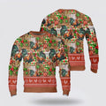 FUNSTUFFPRINT Christmas Leopard Chicken Seamless Pattern Ugly Christmas Sweater, Farm Sweater, Christmas Gift, Best Winter Outfit Christmas Ugly Sweater