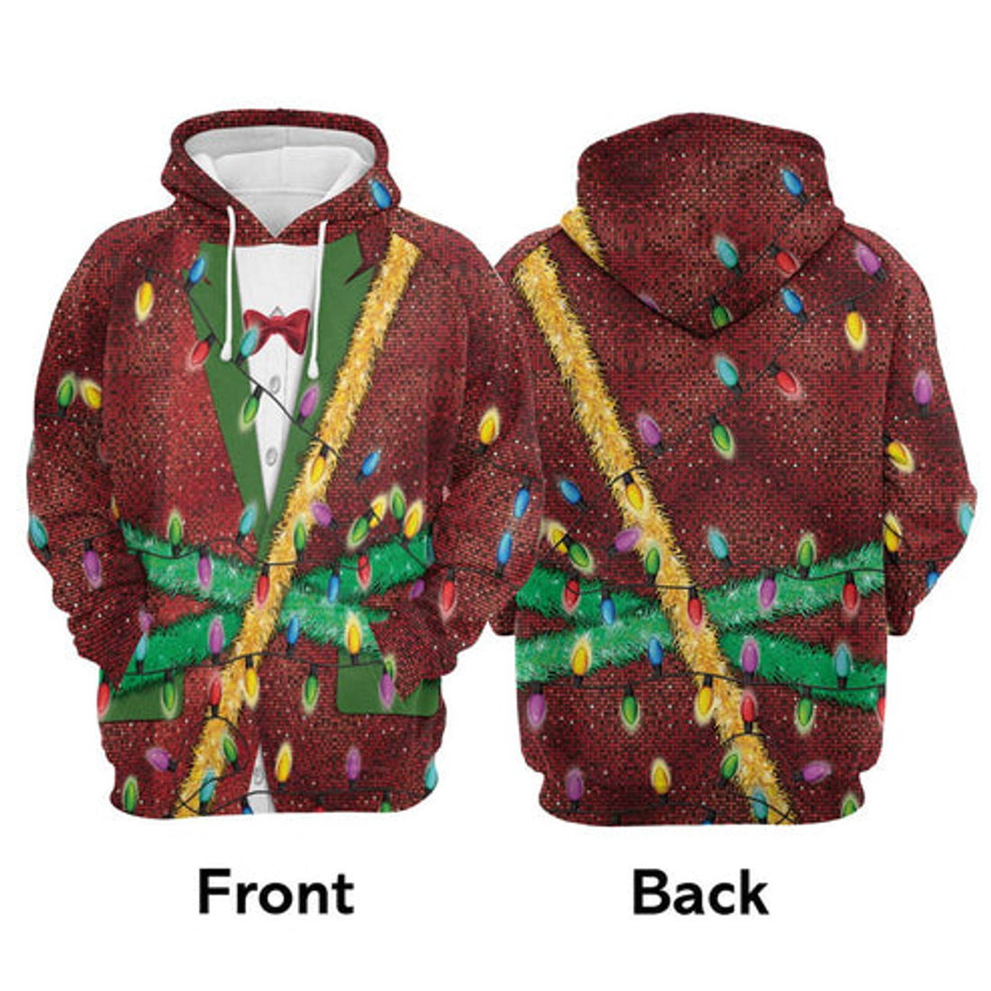 FUNSTUFFPRINT 3D Christmas Light All Over 3D Hoodie and Zip Hoodie
