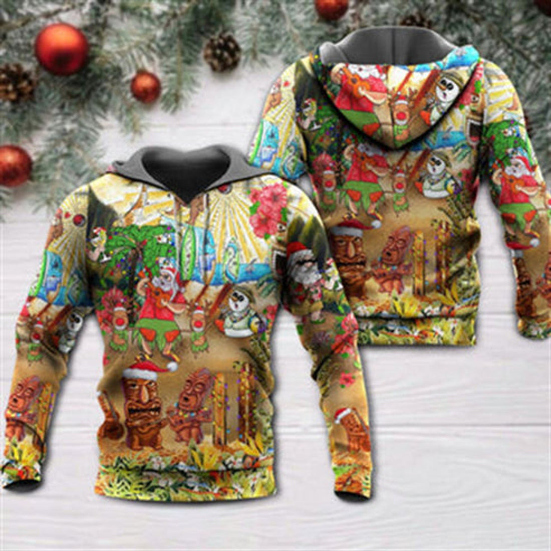 FUNSTUFFPRINT 3D Christmas Mele Kalikimaka From Hawaii All Over 3D Hoodie and Zip Hoodie