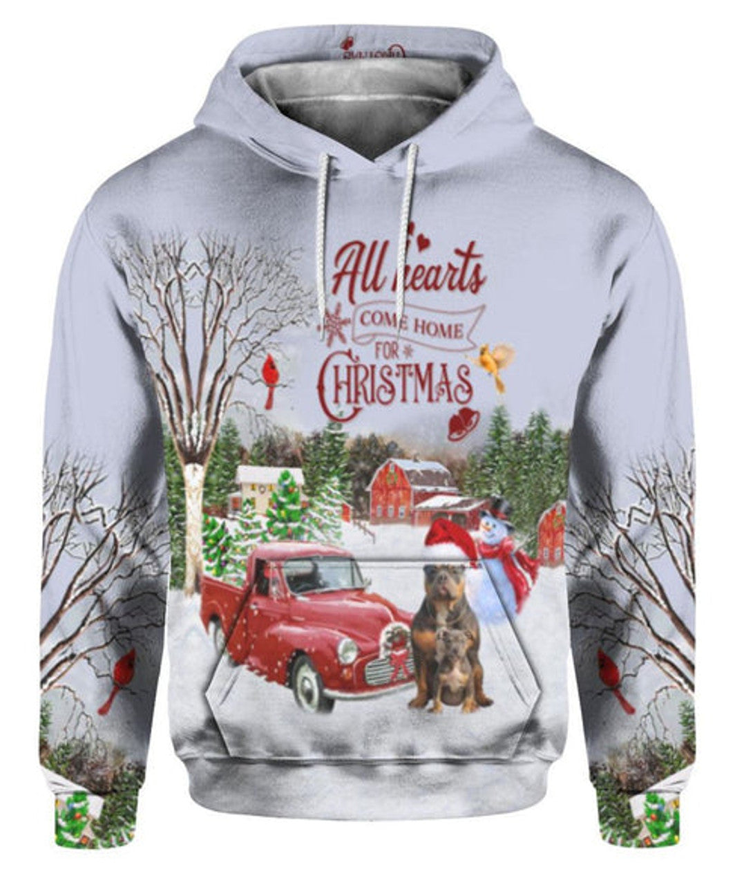 FUNSTUFFPRINT 3D Christmas Pitbull All Over 3D Hoodie and Zip Hoodie