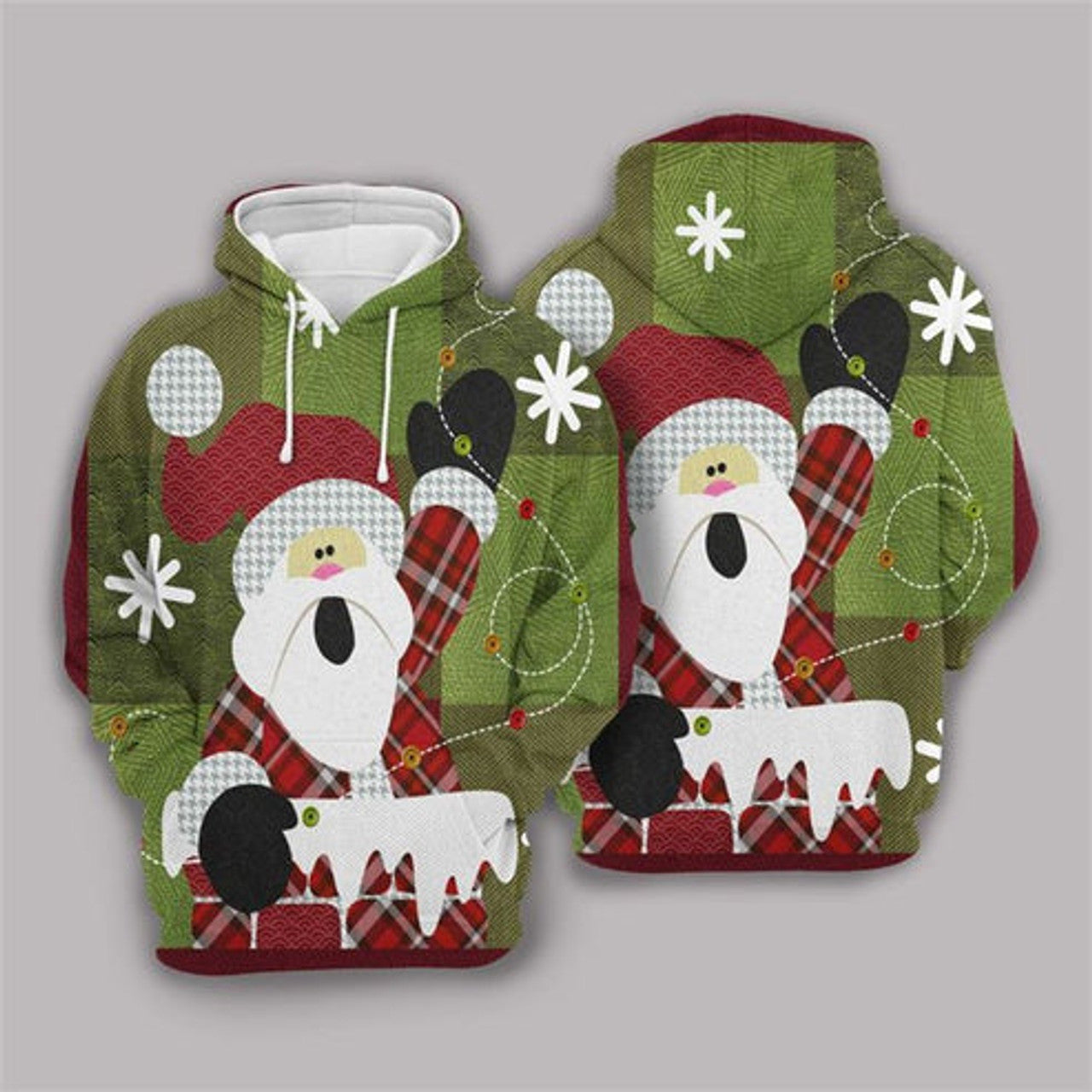 FUNSTUFFPRINT 3D Christmas Santa 2 All Over 3D Hoodie and Zip Hoodie