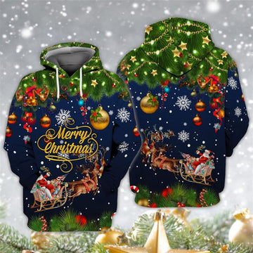 FUNSTUFFPRINT 3D Christmas Santa Claus All Over 3D Hoodie and Zip Hoodie