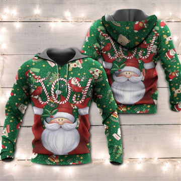 FUNSTUFFPRINT 3D Christmas Santa Claus Lover Joy All Over 3D Hoodie and Zip Hoodie