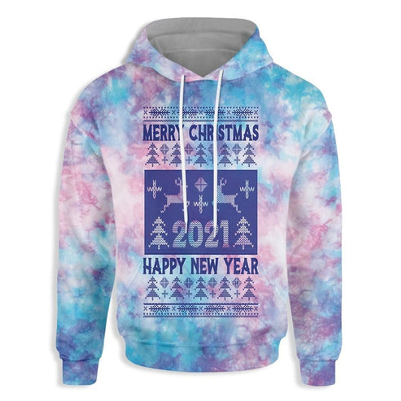 FUNSTUFFPRINT 3D Christmas Santa Pattern Tie Dye All Over 3D Hoodie and Zip Hoodie