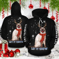 FUNSTUFFPRINT 3D Christmas Siamese Cat Black Funny All Over 3D Hoodie and Zip Hoodie