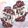 FUNSTUFFPRINT 3D Christmas Tartan Bartender All Over 3D Hoodie and Zip Hoodie