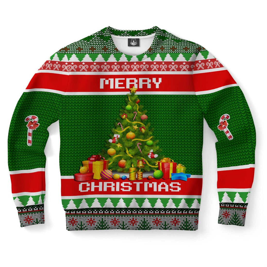 FUNSTUFFPRINT Christmas Tree And Gift Ugly Christmas Sweater, Christmas Sweater, Ugly Sweater, Funny Xmas Sweaters Ugly Sweater