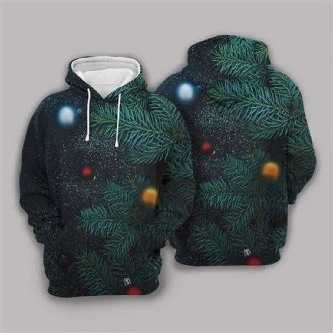 FUNSTUFFPRINT 3D Christmas Tree Green All Over 3D Hoodie and Zip Hoodie