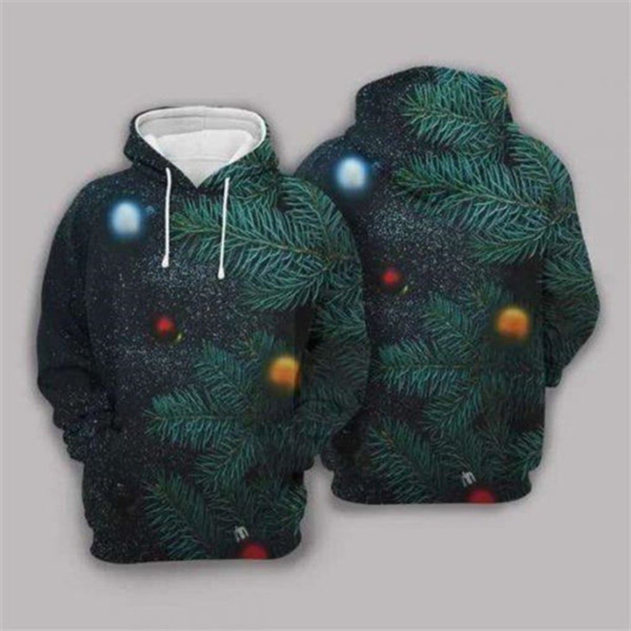 FUNSTUFFPRINT 3D Christmas Tree Green All Over 3D Hoodie and Zip Hoodie