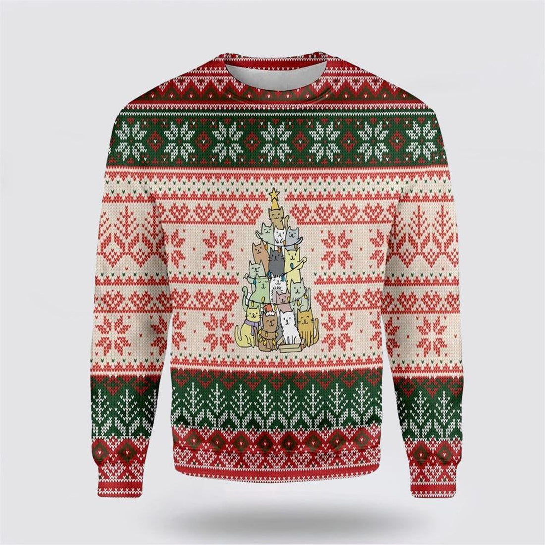 FUNSTUFFPRINT Christmas Tree Made By Cats Ugly Christmas Sweater – Cat Lover Christmas Sweater Ugly  Sweater