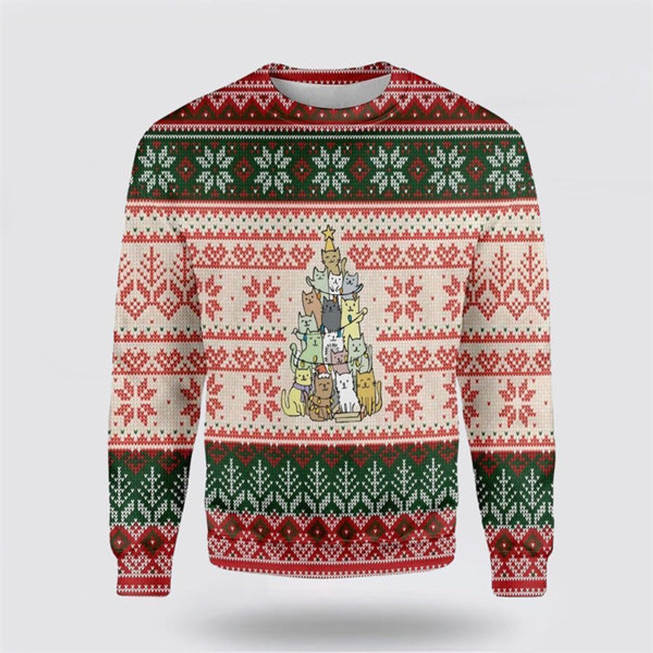 FUNSTUFFPRINT Christmas Tree Made By Cats Ugly Christmas Sweater For Men And Women, Best Gift For Christmas, Christmas Fashion Winter  Ugly  Sweater