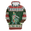 FUNSTUFFPRINT 3D Christmas Tree Rex All Over 3D Hoodie and Zip Hoodie