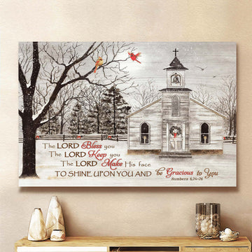 Church And Cardinal The Lord Bless You Canvas Wall Art - Christian Poster - Religious Wall Decor
