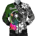 FUNSTUFFPRINT Chuuk Men Bomber Jacket - Turtle Plumeria Banana Leaf 3D Bomber Jacket