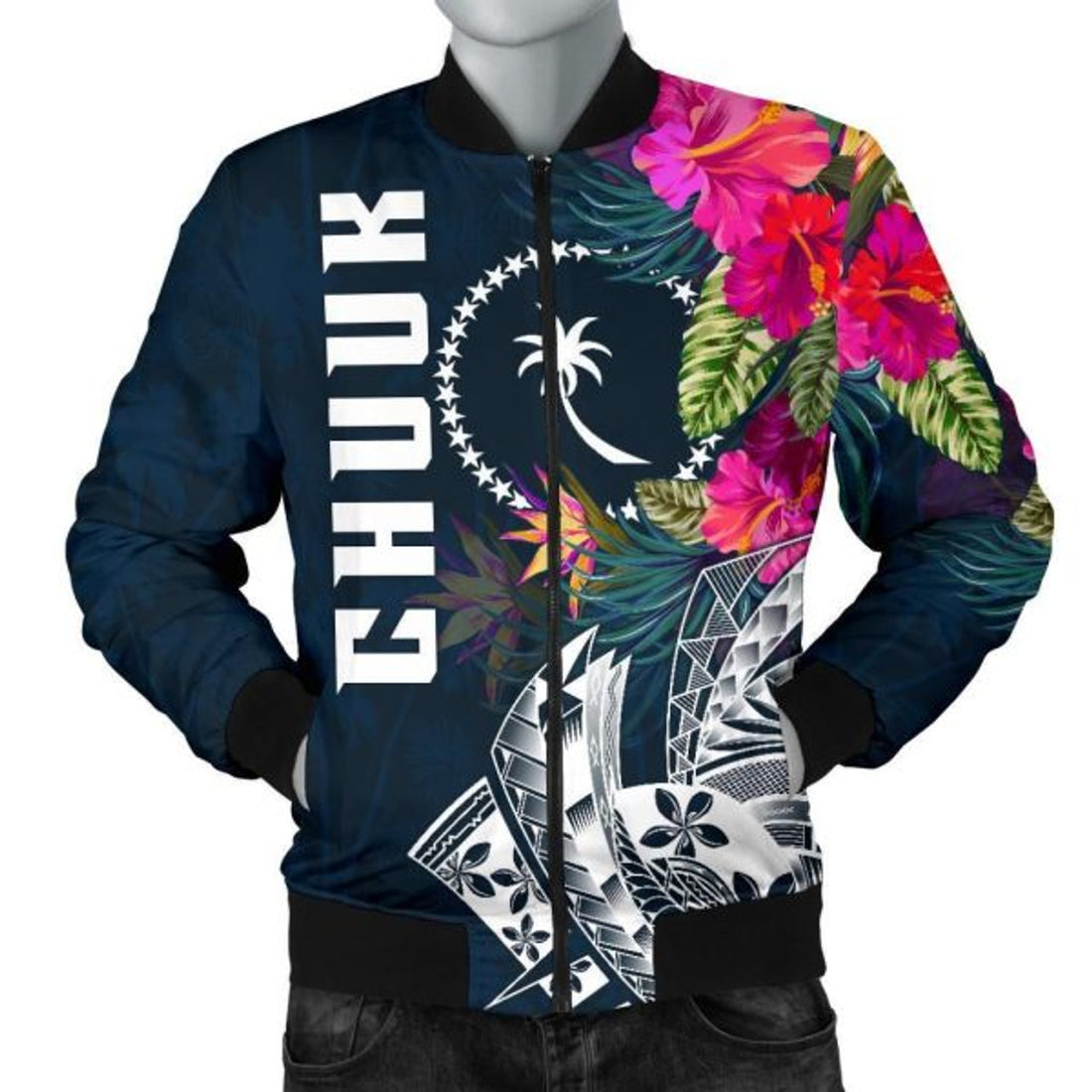 FUNSTUFFPRINT Chuuk Men's Bomber Jacket - Chuuk Summer Vibes 3D Bomber Jacket