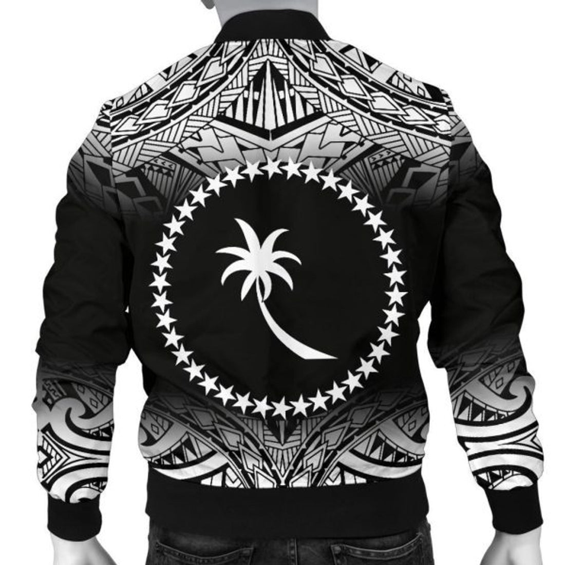 FUNSTUFFPRINT Chuuk Men's Bomber Jacket - Fog Black Style 3D Bomber Jacket