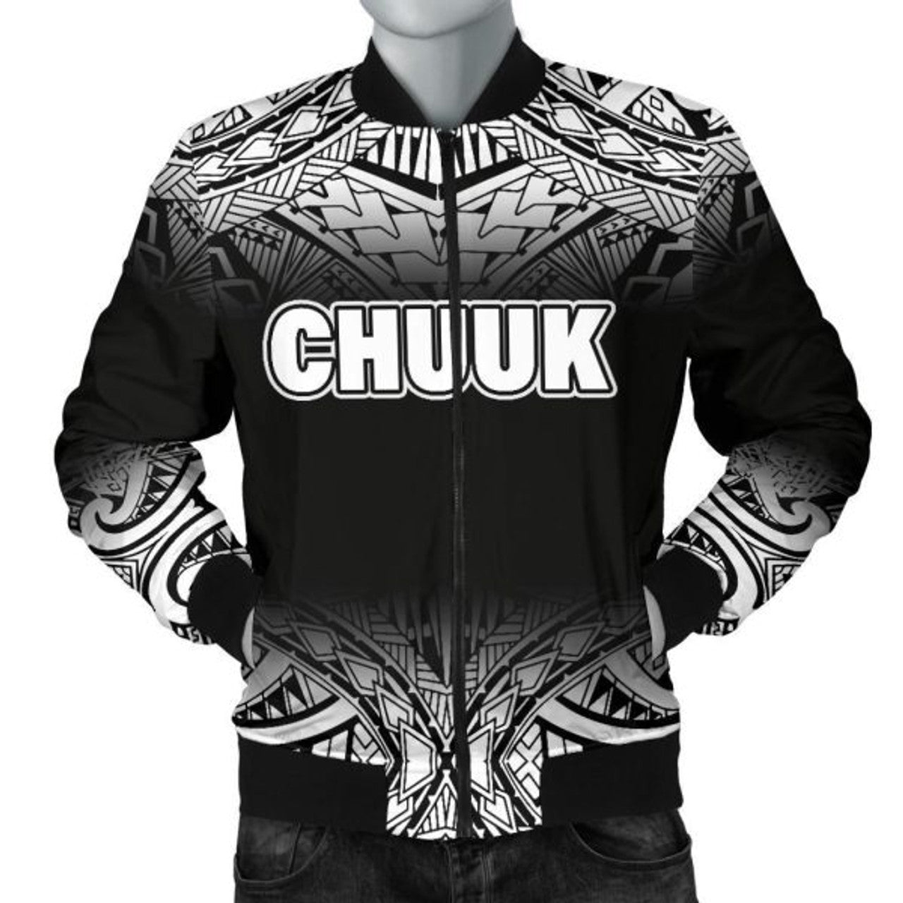 FUNSTUFFPRINT Chuuk Men's Bomber Jacket - Fog Black Style 3D Bomber Jacket