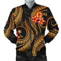 FUNSTUFFPRINT Chuuk Micronesian Men Bomber Jacket - Gold Plumeria 3D Bomber Jacket