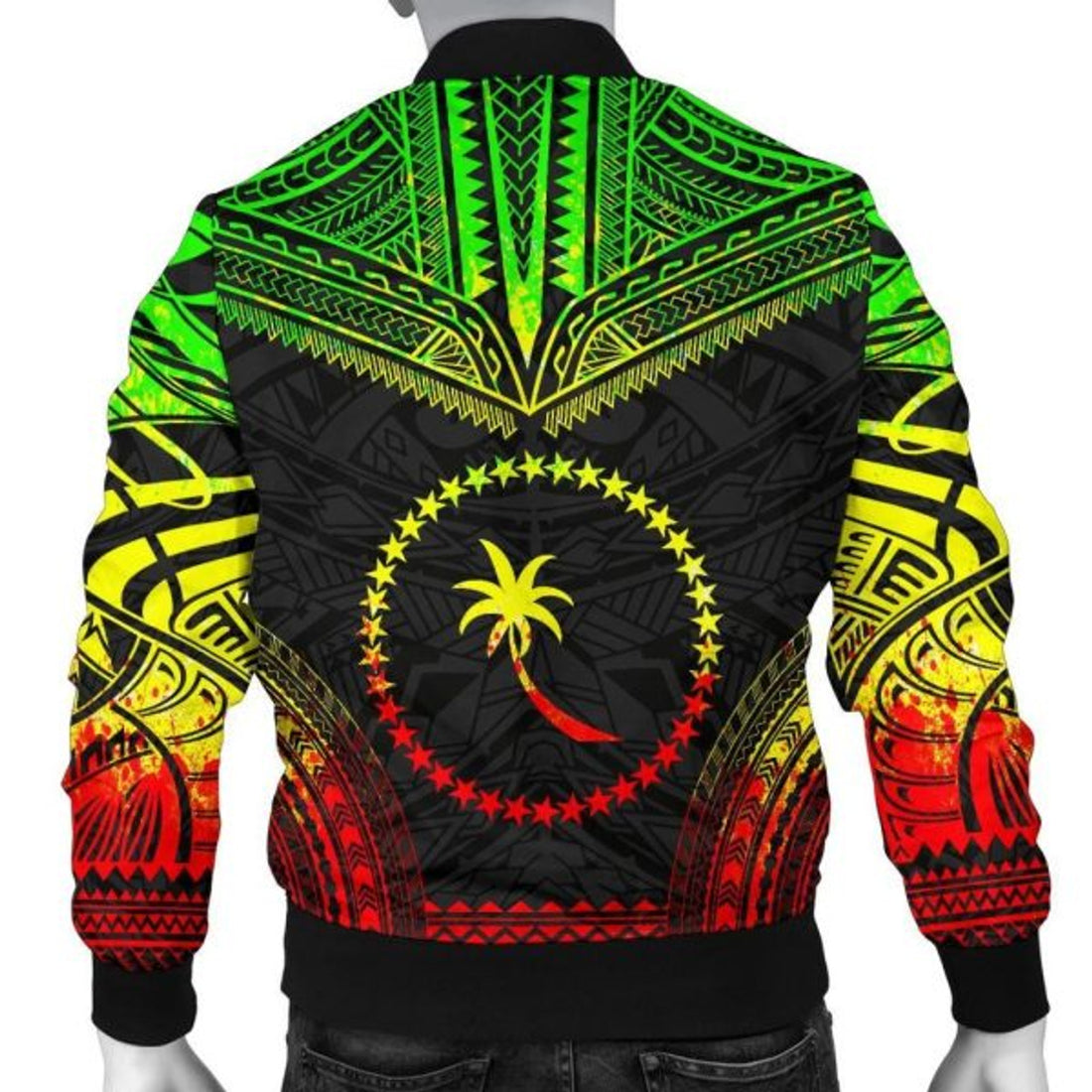 FUNSTUFFPRINT Chuuk Polynesian Chief Men's Bomber Jacket - Reggae Version 3D Bomber Jacket