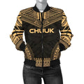 FUNSTUFFPRINT Chuuk Polynesian Chief Women'S Bomber Jacket - Gold Version 3D Bomber Jacket