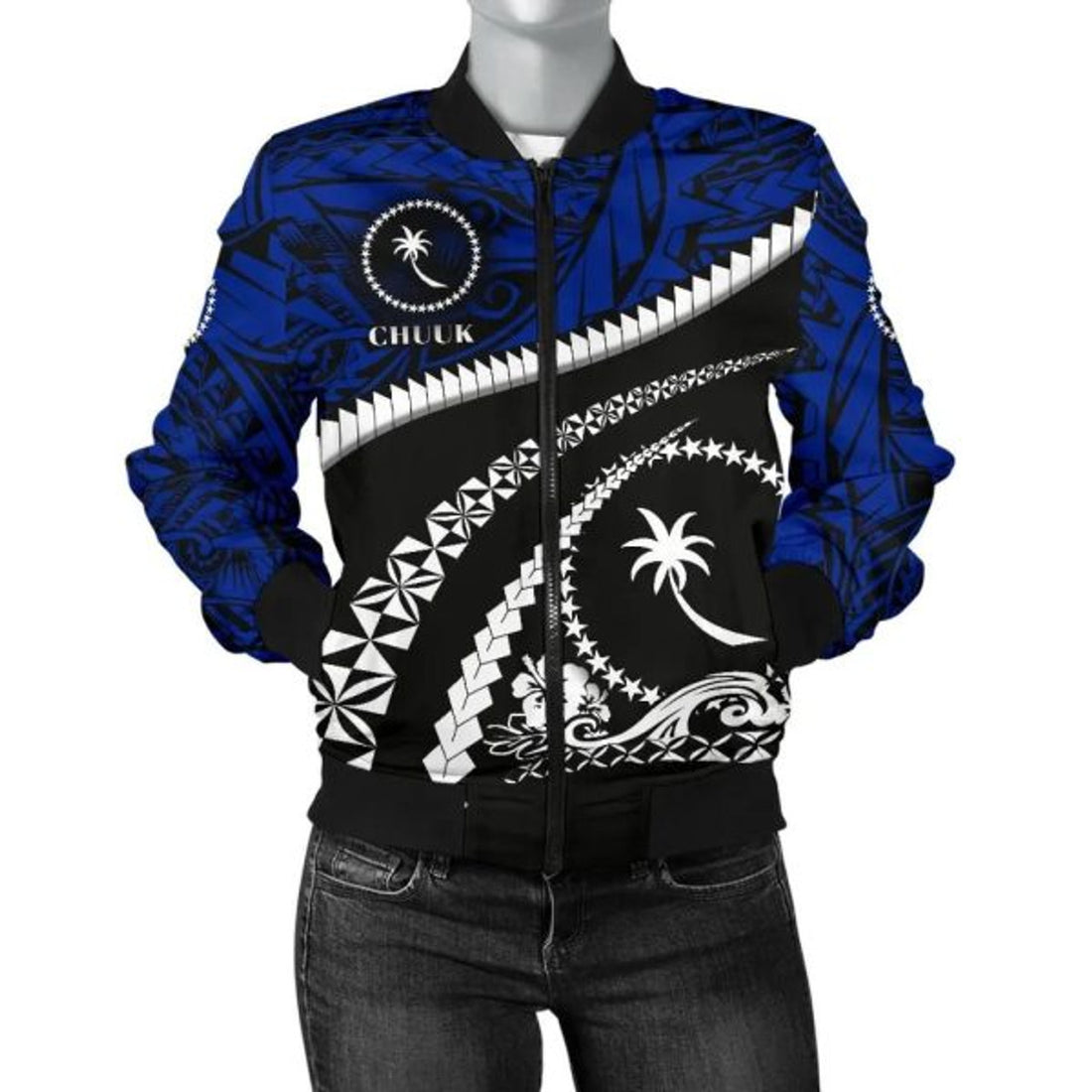 FUNSTUFFPRINT Chuuk Women Bomber Jacket - Road to Hometown 3D Bomber Jacket