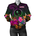 FUNSTUFFPRINT Chuuk Women's Bomber Jacket - Summer Hibiscus 3D Bomber Jacket