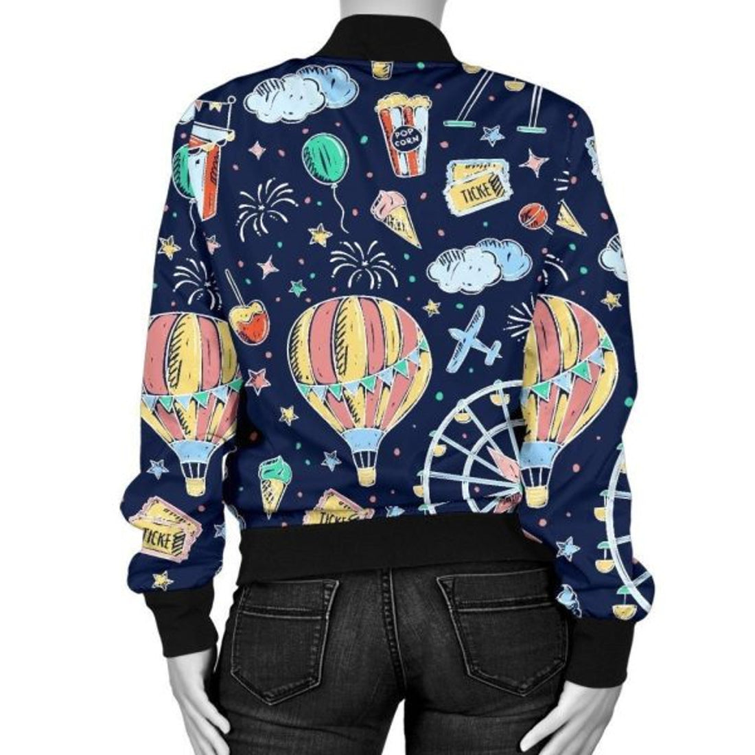 FUNSTUFFPRINT Circus Dream Pattern Print Women Casual 3D Bomber Jacket