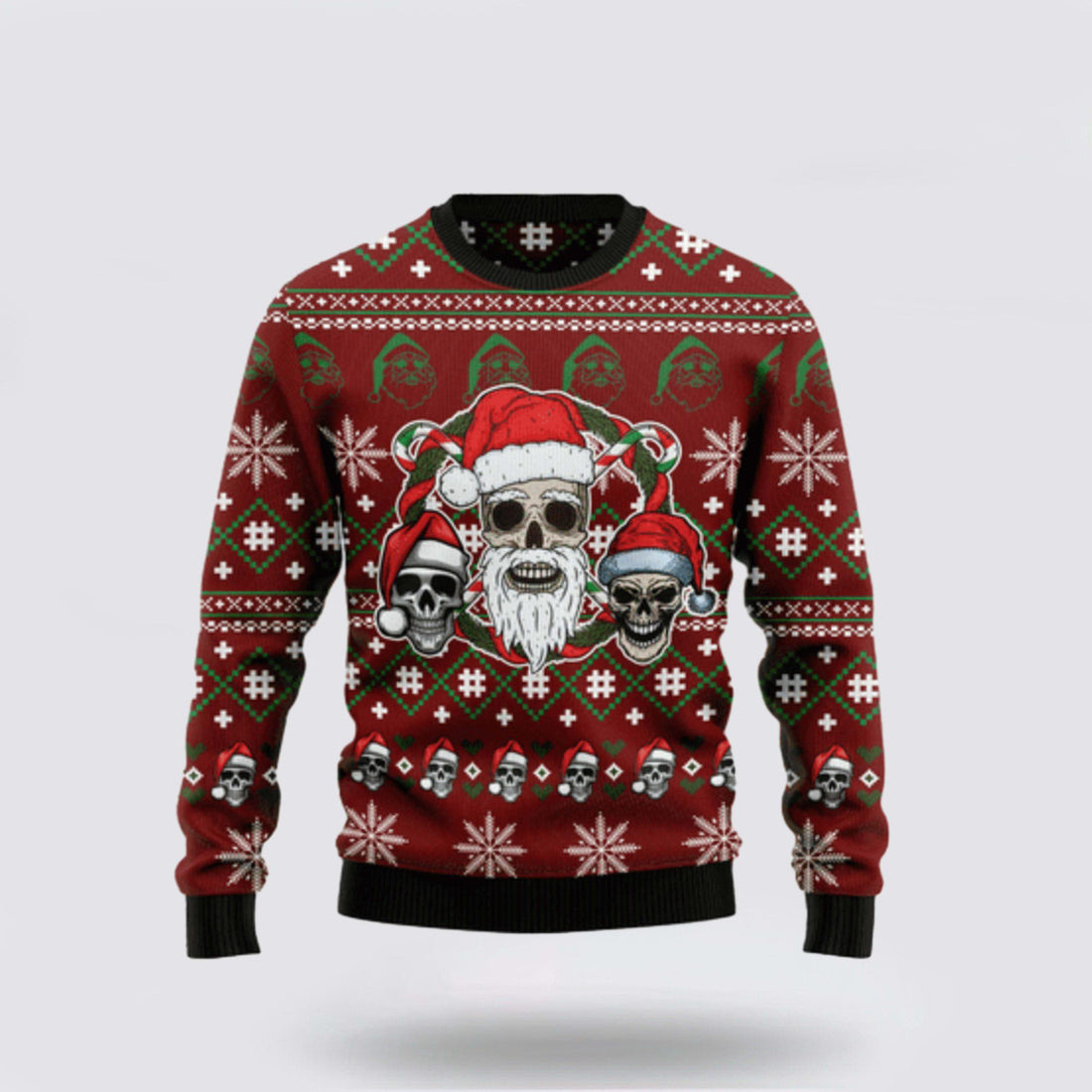 FUNSTUFFPRINT CityBarks Ugly Sweater Santa Skull Design - Christmas Gifts For Frends Ugly Sweater