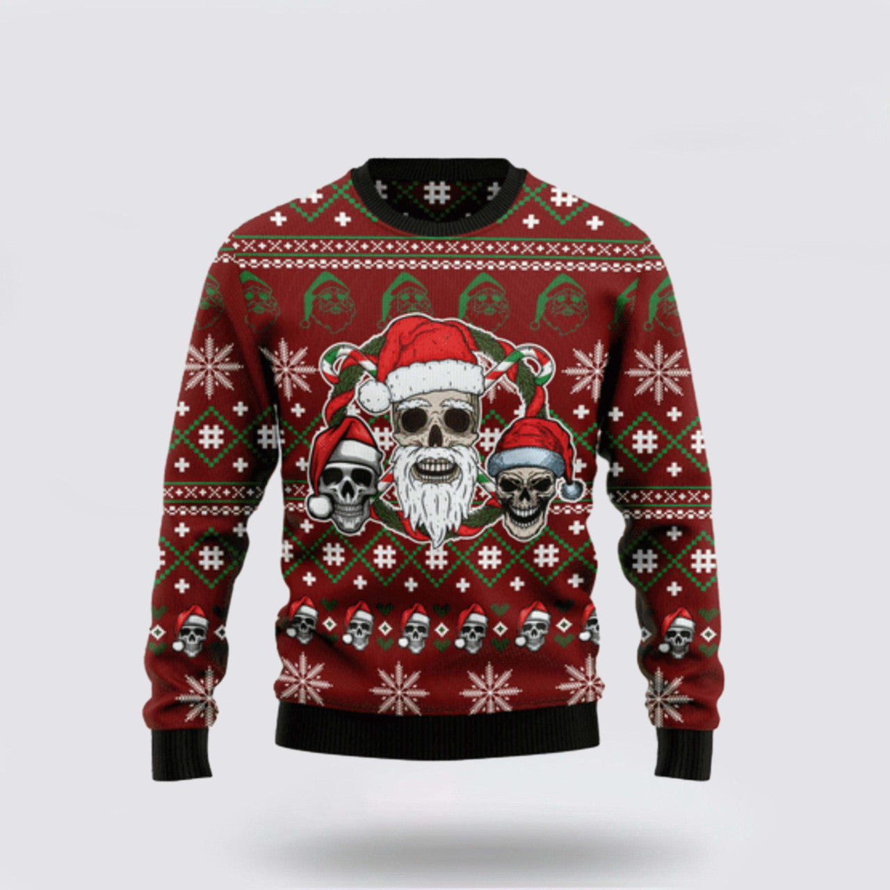 FUNSTUFFPRINT CityBarks Ugly Sweater Santa Skull Design - Christmas Gifts For Frends Ugly Sweater