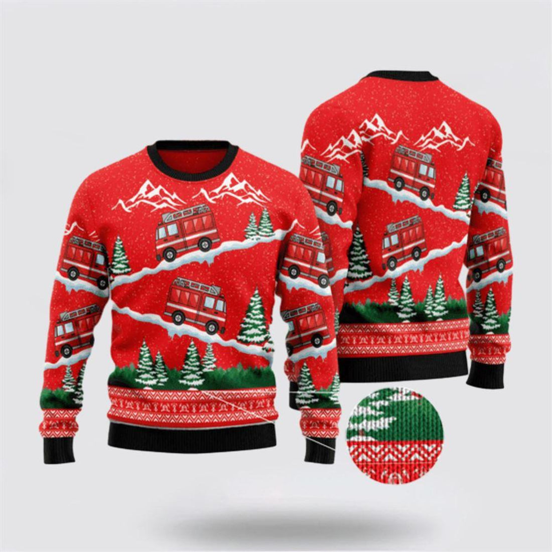 FUNSTUFFPRINT Citybarks Firefighter Ugly Sweater - Christmas Gifts For Firefighters Ugly Sweater