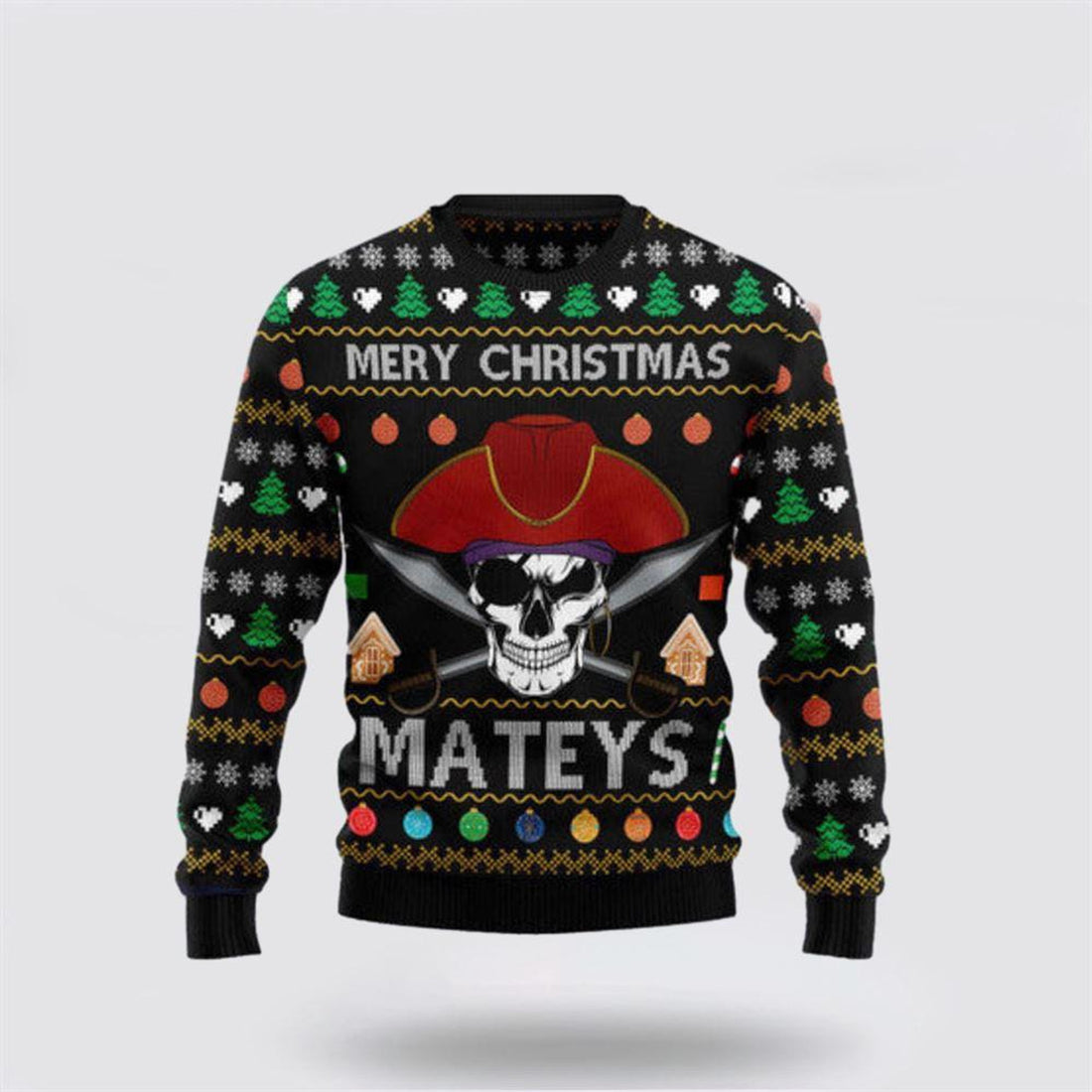 FUNSTUFFPRINT Citybarks Pirate Skull Ugly Christmas Sweater – Christmas Gifts For Frends Ugly  Sweater