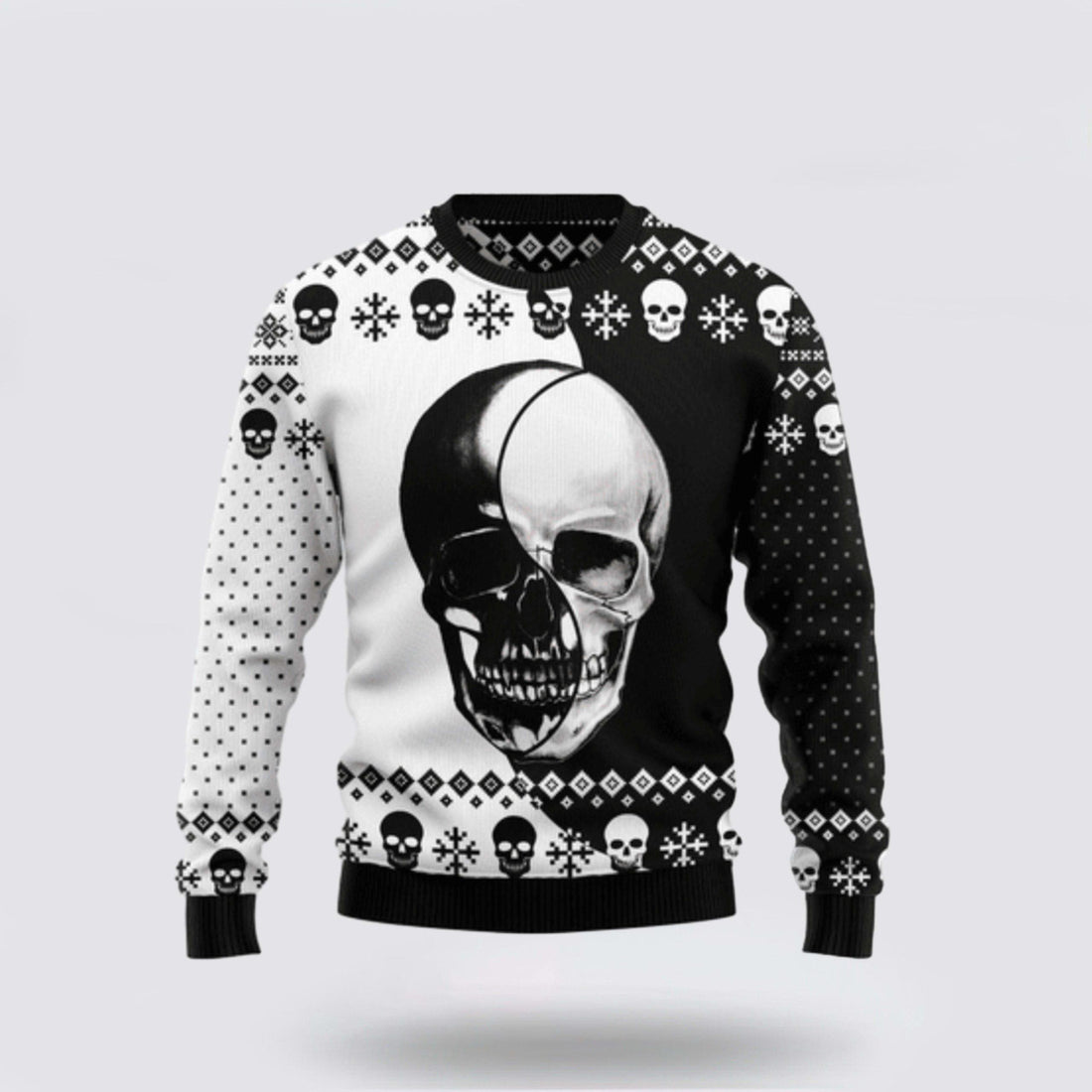 FUNSTUFFPRINT Citybarks Ugly Christmas Sweater Skull Yinyang – Christmas Gifts For Frends Ugly  Sweater