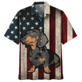 Classic Flag Dachshund Watercolor Design Hawaiian Shirt