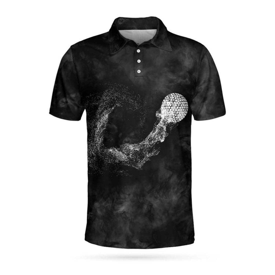 Classic Golf Ball On Smoke Background Polo Shirt, Geometric Circle Dot Graphic Polo Shirt, Best Golf Shirt For Men
