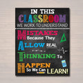 Classroom Rules, Back To School, In This Room We Work To Understand Mistakes Because They Allow Real Poster and Canvas