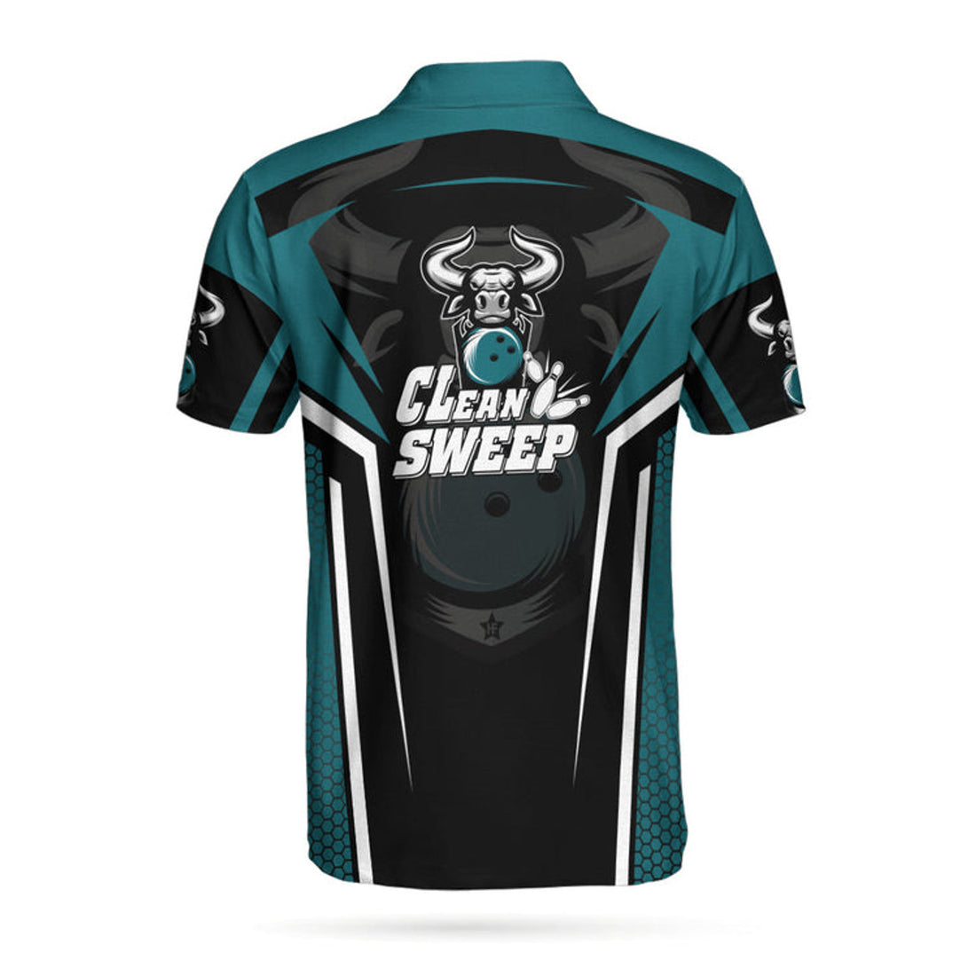 Clean Sweep Bowling Bull Short Sleeve Polo Shirt, Digital Bowling Alley Polo Shirt, Best Bowling Shirt For Men