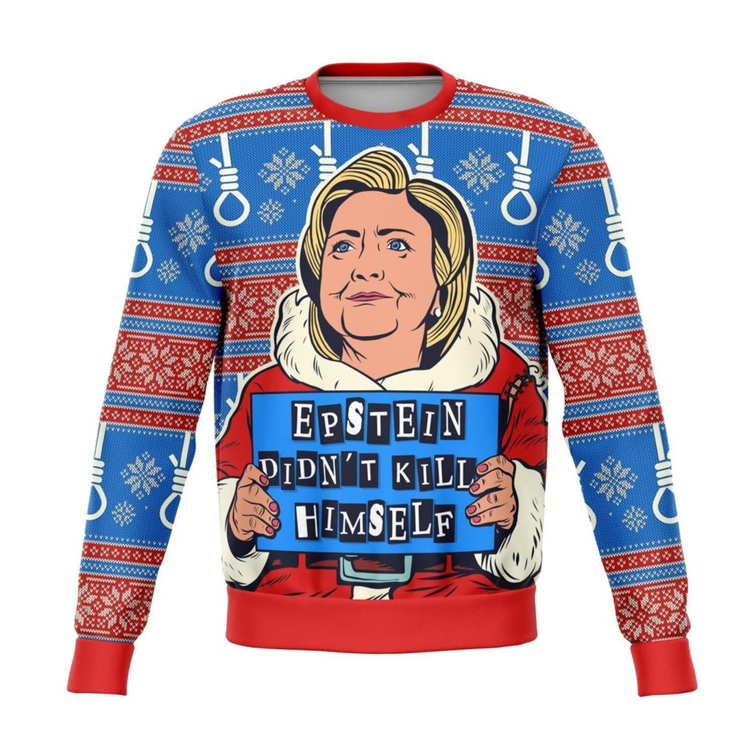 FUNSTUFFPRINT Clinton Epsetein Didn't Kill Himself Christmas Ugly Sweater, Christmas Sweater, Ugly Sweater, Funny Xmas Sweaters Ugly Sweater