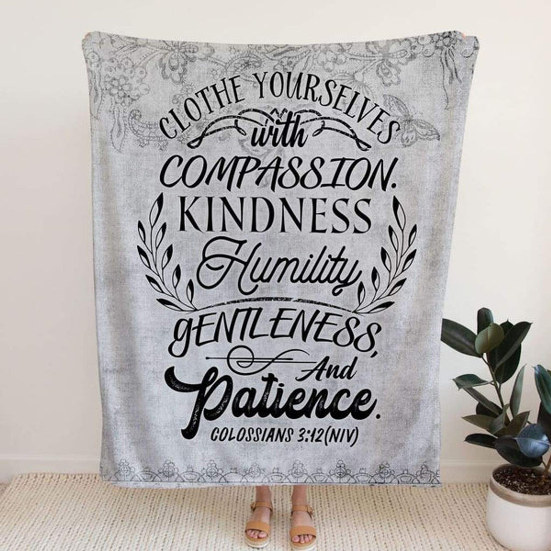 FUNSTUFFPRINT Clothe Yourselves Colossians 312 Fleece Blanket - Christian Blanket - Bible Verse Blanket