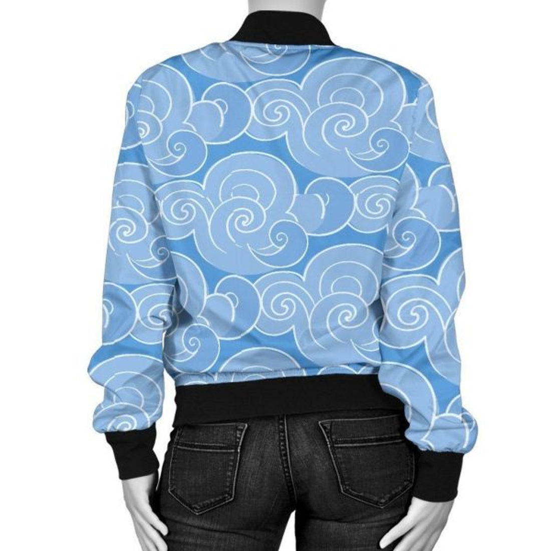FUNSTUFFPRINT Cloud Pattern Print Women Casual 3D Bomber Jacket