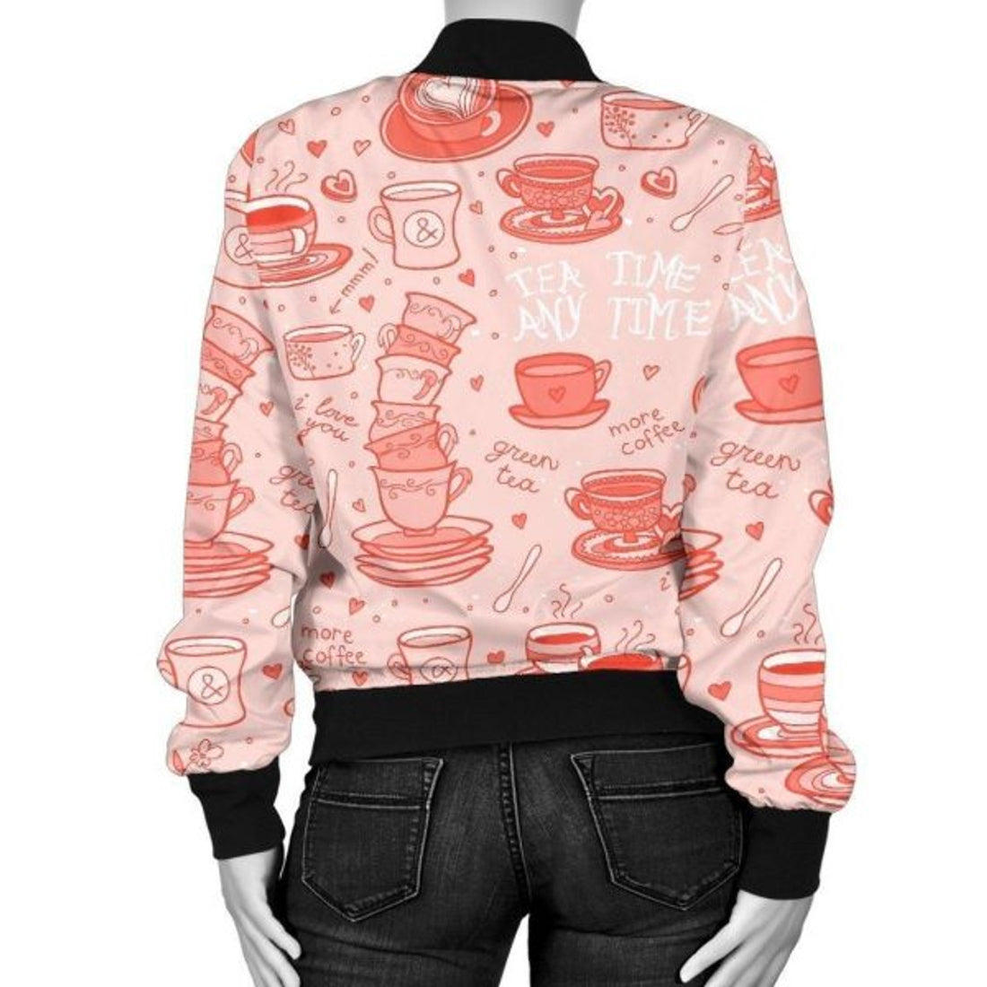 FUNSTUFFPRINT Coffee Pink Pattern Print Women Casual 3D Bomber Jacket