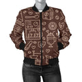 FUNSTUFFPRINT Coffee Print Pattern Women Casual 3D Bomber Jacket