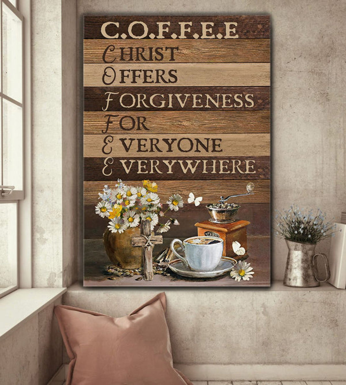 Coffee Christ Offers Forgiveness For Everyone Everywhere Canvas Posters - Christian Wall Posters - Religious Wall Decor