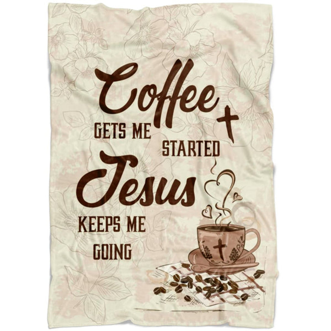 FUNSTUFFPRINT Coffee Get Me Started Jesus Keeps Me Going Fleece Blanket - Christian Blanket - Bible Verse Blanket